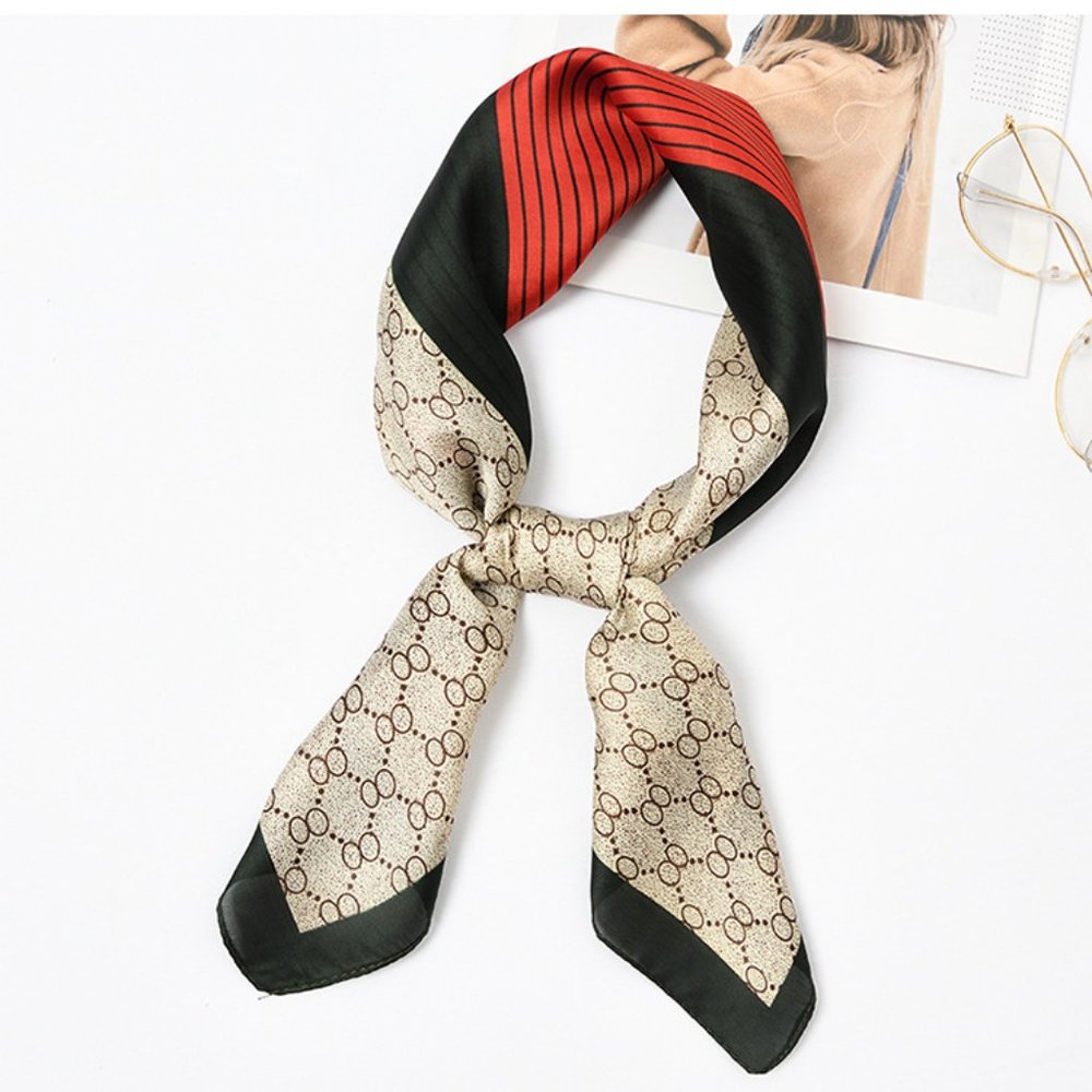 Square Silk Scarf/ Neckerchief - Classic Elegence